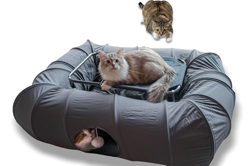 2 Tier Cat Tunnel & Hammock Bed XXL (Extra Extra Large / Dark Gray)