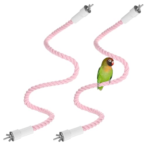 2 Pack Rope Perches for Bird Cages (Pink / 31.5 in)