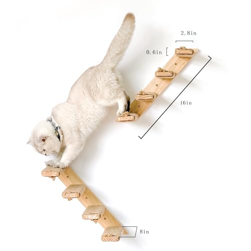 2 Pack 4 Steps Cat Wall Shelves and Stairs with Sisal Rope.Cat Wall Steps (Brownish white / 2 Pack 4 Steps)