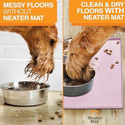 Neater Mat Pet Mats for Food and Water (24"L x 16"W / Light Pink)