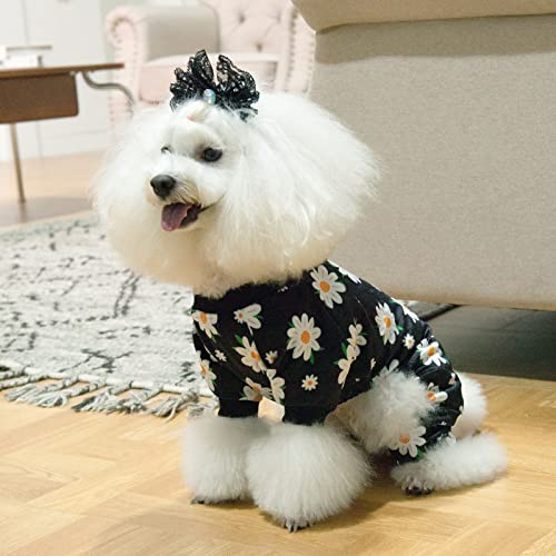 Small Dogs Outfit Soft Puppy Onesies Pjs Dog Pajamas Pet Coat Cat Apparel Comfy Doggie Jumpsuit Bodysuit for All Seasons (Daisy / X-Large)