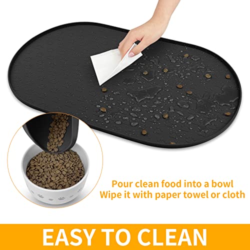 Dog Food Mat Spill (Black / 19"L x 12"W)
