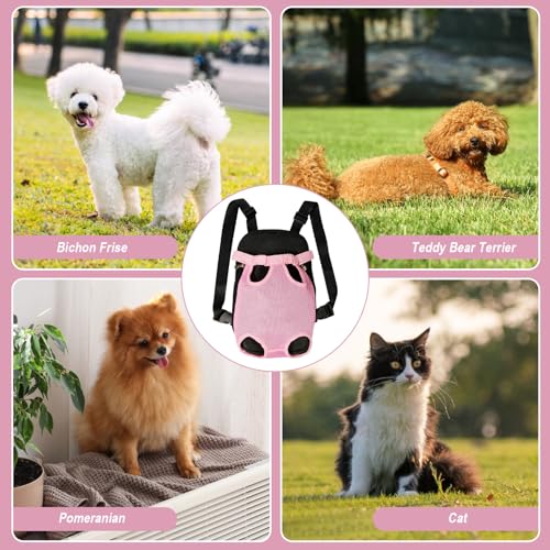 Dog Carrier Backpack Pet Legs Out Front Cat Travel Bag (Medium / Pink)