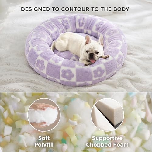 Shown on TV Jacquard Donut Dog Beds Medium (30.0"L x 30.0"W x 8.0"Th / Flower Checks)