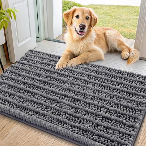 Dog Door Mat for Muddy Paws 34x21 (Layered-Dark Grey / 34"X21")