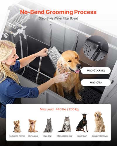Stainless Steel Dog Washing Station (Left RAMP / 62 inch)