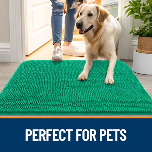 Dog Door Mat for Muddy Paws 24x16 (Emerald Green / 24" X 16")