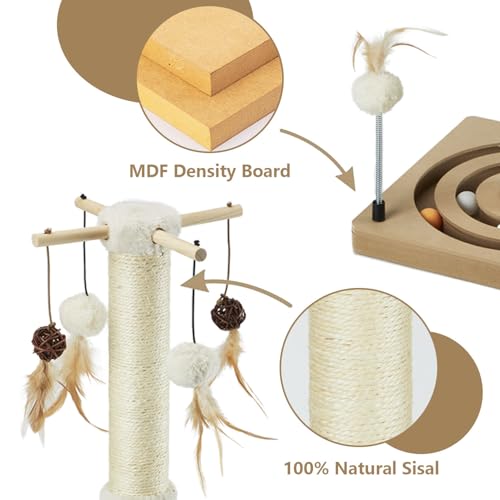 Cat Scratching Post Sisal Scratch Posts for Indoor Cats and Kittens (30in Double orbit)