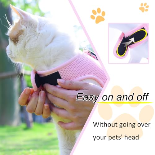 Cat Harness and Leash Set for Walking Escape Proof (Pink / Xs 2-4 lbs)