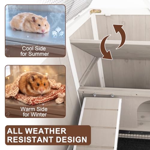 Large Wooden Guinea Pig Cage with 4 Detachable Stand Legs and Habitat