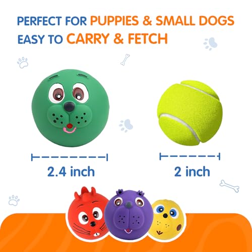 Dog Ball Toy Smiley Face Squeaky Dog Toys Soft Dog Balls Latex Rubber Squeak Dog Toys for Small Medium Puppy Pet Dog (Colorful Smiley Face)