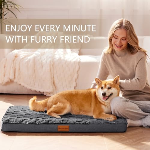 Orthopedic Medium Dog Bed Pet Crate Mat 30''X20'' Dark Grey (Dark Grey / 30"L x 20"W x 3.5"Th)