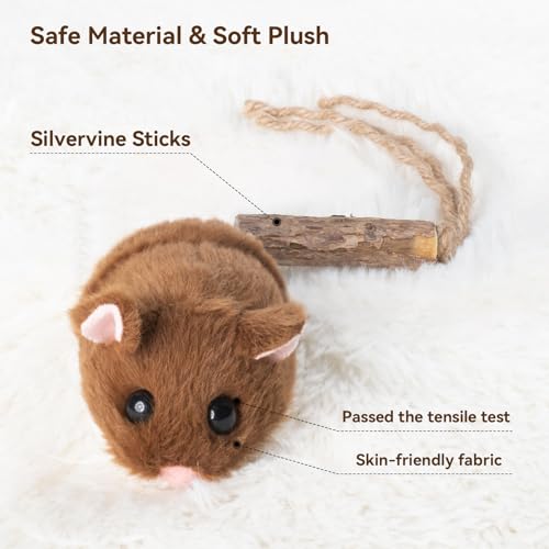 Interactive MigiMouse Cat Toy 360° Rolling & Spin with Wiggling Tail for Indoor Cats Smart Motion Sensor
