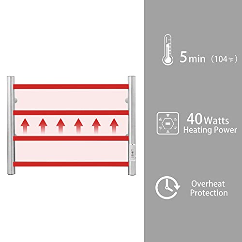 Towel Warmer Wall Mounted with Built (4 Bars / Round-brushed Nickel)