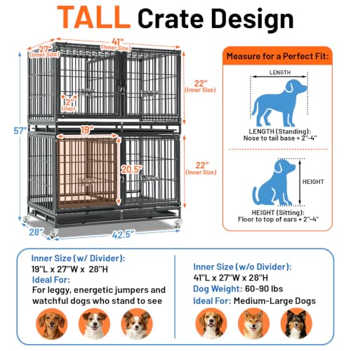 42" Tall Dog Crate with Divider (43 Inch x 4)