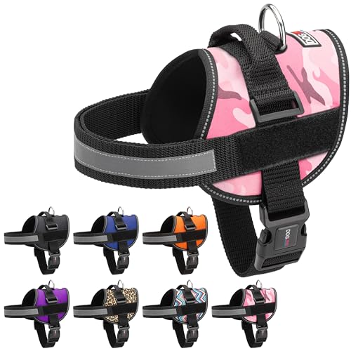 Dog Harness Reflective No (Pink Camo / Girth 18" to 24")