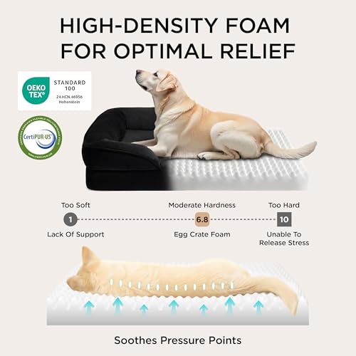 Orthopedic Dog Beds Large Sized Dog Washable Original Design (Black / 38"l X 28"w X 6.5"th)