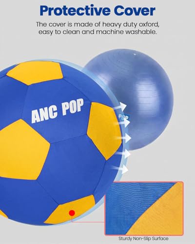 Herding Ball for Dogs Horse Ball & Cover 25" for Horses Large with Hand Pump for Play (Blue and Yellow / 25 inches)