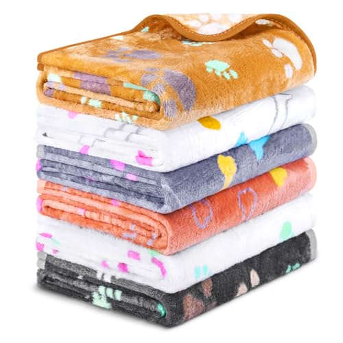 6 Pcs Washable Guinea Pig Blankets Absorbent Small Animal Fleece Bedding Cage Liners Reusable Pet Pee Pad Sleep Mat Pad Cover for Hamster Ferret Rabbit Chinchilla Hedgehog (6 White Bulk / 24" x 35")