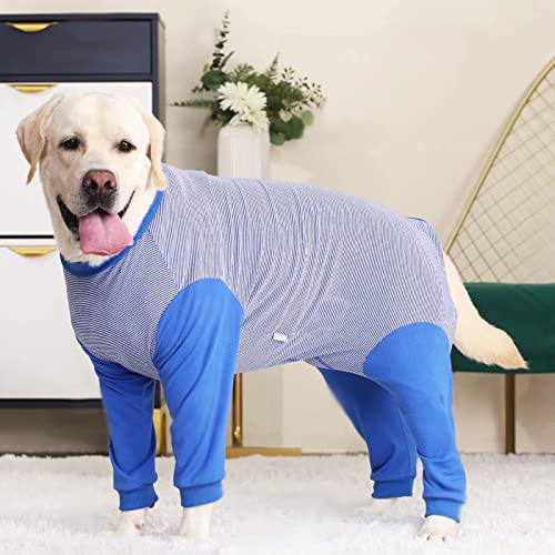 Dog Onesie Surgery Recovery Suit for Large Medium Bodysuit Dogs Pajamas PJS Full Body for Shedding (3XL / Blue)