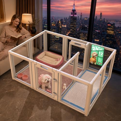 AuraSpace Clear Acrylic Indoor Dog Playpen (White / 24"H)