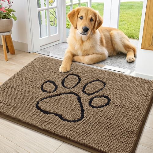 Dog Door Mat for Muddy Paws (34"X21" / Camel and Black)