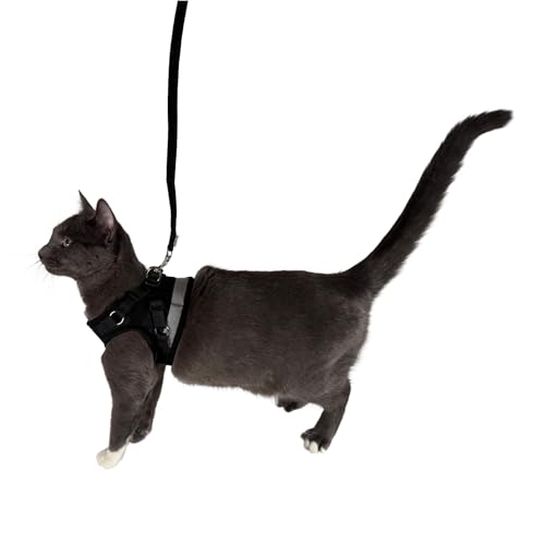 Travel Cat Harness and Leash Set (Large / Black)