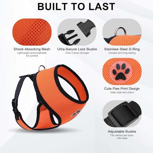 Small Dog Harness (S (NECK: 12", CHEST: 14"-18") / Orange)