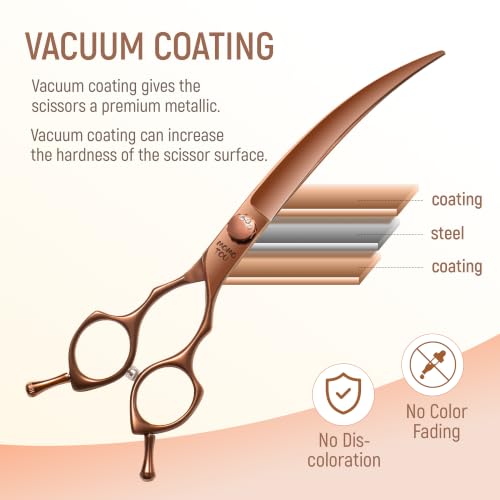 45° Super Curved Dog Grooming Scissors 7.5'' Matte Bronze (Antique Bronze)