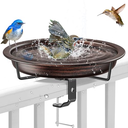 Deck Mounted Bird Bath for Outside (Brown)