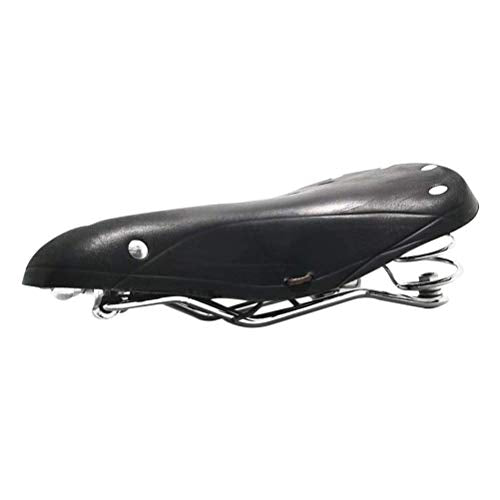 English Vintage Bicycle Saddle Touring City Saddle Comfortable Comfort Leather Bicycle Seat with Spring Rivets for Women Men (Black)
