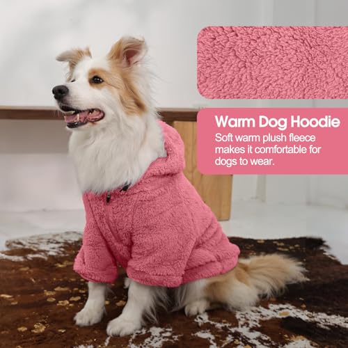 Fuzzy Dog Sweater with Adjustable Hood & Harness Hole (Small / Pink)