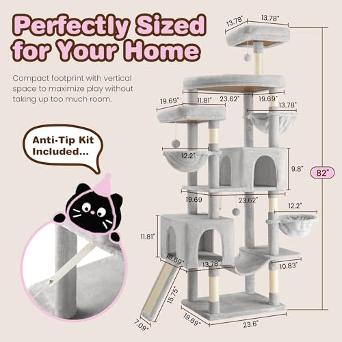 82 inch Cat Tree Tower (Grey)