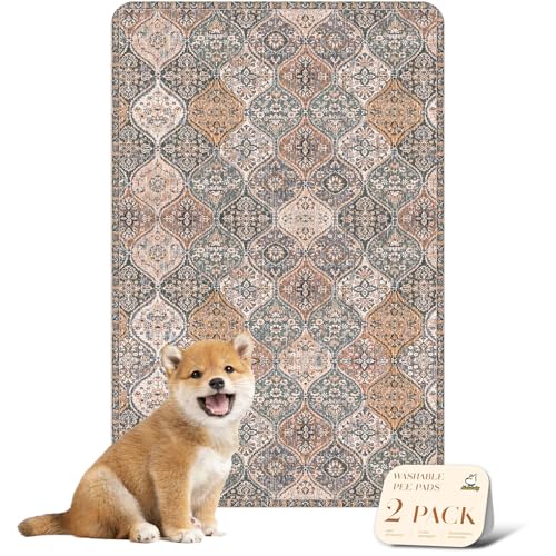Washable Pee Pads for Dogs (24x36 Inch (Pack of 2) / Brown/Multi)