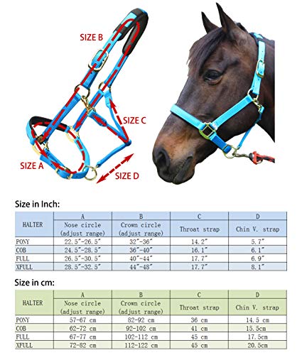 Adjustable Horse Halters by Heavy Duty Soft Nylon (Green / Cob (M))