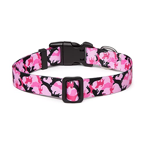 Adjustable Dog Collar (Medium / Dog Camouflage Pink)