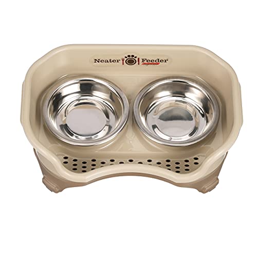 Express Mess Proof Cat Bowls Elevated (Cat w/ Standard Bowls / Cappuccino)