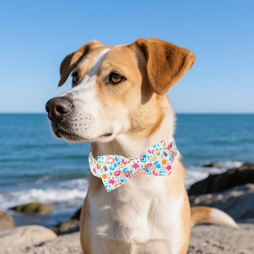Cartoon Dog Collar with Bow Spring Summer Collar with Flower Lemon Crab for Small Medium Large Boys Girls Dogs (L / Lemon crab bow)