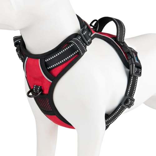 No Pull Dog Harness Medium Reflective Front Clip Puppy Vest (Medium / Red)