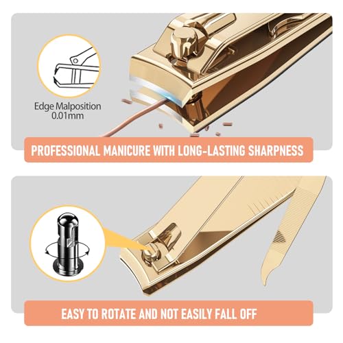 2Pcs Golden Nail Clippers Set (Golden)