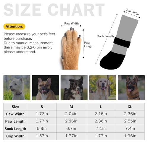 Anti Slip Dog Boots & Paw Protectors for Hardwood Floor (Khaki / Medium(Paw width 2.04in/5.2cm))