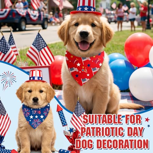 50 Pcs Patriotic Dog Bandanas Bulk 4th of July Bandanas for Dogs Star Triangle Kerchief Bib Scarf Set for Pet Independence Day 250th Anniversary Party Costume (4th of July / 25.6 x 17.7 x 17.7")