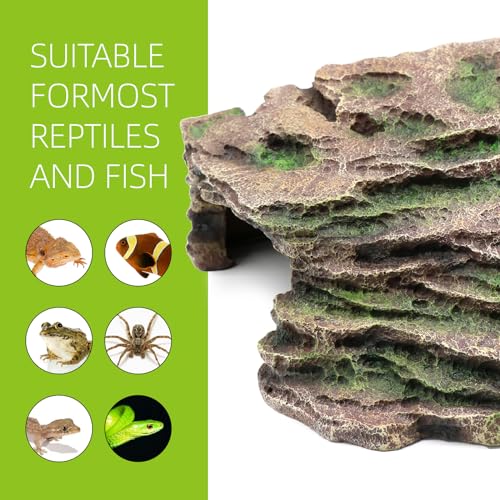 Large Reptile Hide Shale Scape Step Ledge (Large-11.8 * 9.8 * 5.3)