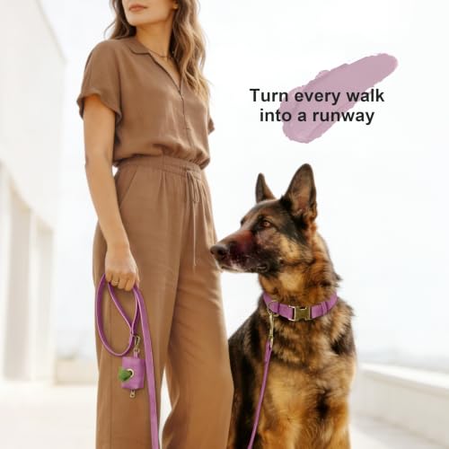 Soft PU Leather Dog Collar for Large Dogs (XL：Fit 20-26" Neck, Width 1¼" / Purple)