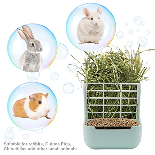Rabbit Hay Feeder 2 in 1 Automatic Guinea Pig Food Bowl (Green)