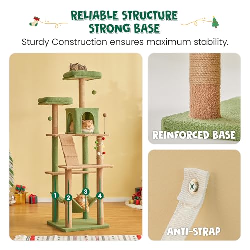 70.1 Inch Green Large Cat Tree (70.1 in / Green)