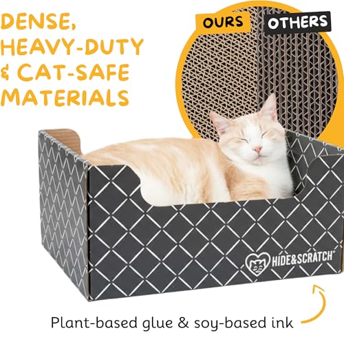 Cardboard Cat Scratcher Box & Bed Dark Grey Diamond Pad (Dark Grey Diamond)