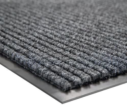 Front Door Mat (4' x 8' (Rectangular) / Dark Grey Striped)
