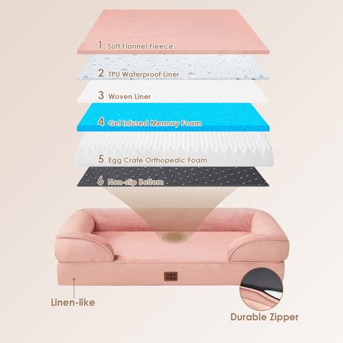 Orthopedic XXL Dog Bed (Dusty Pink / 46.0"l X 35.0"w X 7.5"th)