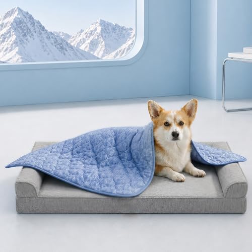 Deluxe Leakproof Cooling Blanket for Small Dogs Q (Heather Haze Blue / 25*35)